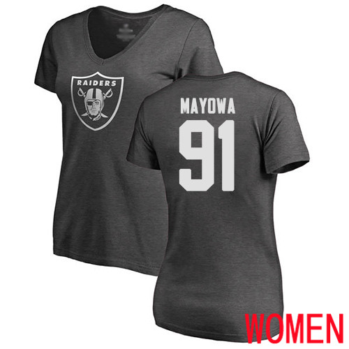 Oakland Raiders Ash Women Benson Mayowa One Color NFL Football #91 T Shirt